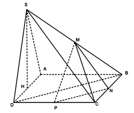 Cho hình chóp \(S.ABCD\)đáy là hình vuông cạnh a. Mặt bên \(SAD\) là tam giác đều (ảnh 1)
