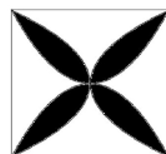 Một viên gạch hoa hình vuông cạnh 40 cm. Người thiết kế đã sử dụng bốn đường parabol có chung đỉnh tại tâm viên gạch để tạo ra bốn cánh hoa. (ảnh 1)