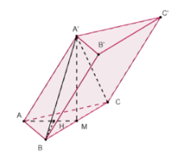 Cho hình lăng trụ ABC.A'B'C' có đáy ABC là tam giác vuông tại \(A\). (ảnh 1)