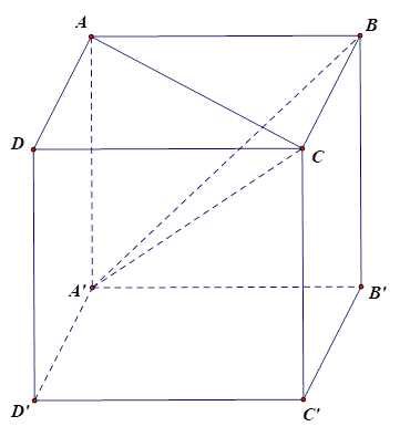 Tính theo a thể tích V của khối hộp chữ nhật ABCD.A'B'C'D. Biết rằng mặt phẳng (A'BC) hợp với đáy (ABCD) một góc 60 độ, A'C hợp với đáy (ABCD) một góc 30 độ và AA' = a căn bậc hai 3 (ảnh 1)