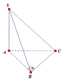 Cho hình chóp S.ABC có đáy ABC là tam giác vuông tại B và SA vuông góc (ABC). Mệnh đề nào sau đây là đúng? (ảnh 1)