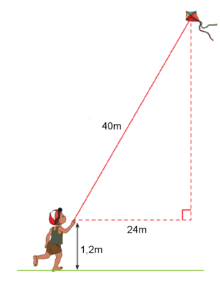 a) Tính độ cao của con diều so với mặt đất.  b) Cho tứ giác \[ABCD\] có\(AB = BC,\,\)\(AC\) là tia phân giác của góc A (ảnh 1)