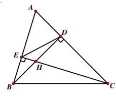 Cho tam giác ABC có ba góc nhọn, các đường cao BD và CE cắt nhau tại điểm H (ảnh 2)