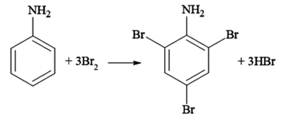 Cho aniline tác dụng với dung dịch nước bromine 3% (khối lượng riêng là 1,3 g/mL). (ảnh 2)