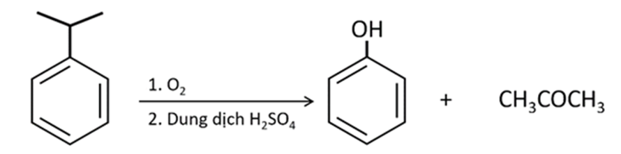 Phenol được tổng hợp từ cumene (isopropylbenzene) bằng phản ứng oxi hóa bởi (ảnh 1)