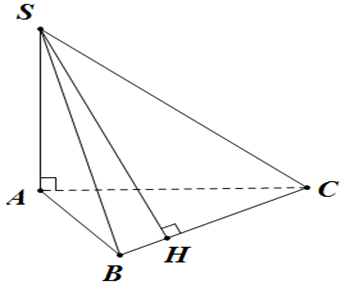 Cho hình chóp S.ABC có SA vuông góc (ABC) và H là hình chiếu vuông góc của S lên BC. Hãy chọn khẳng định đúng. (ảnh 1)