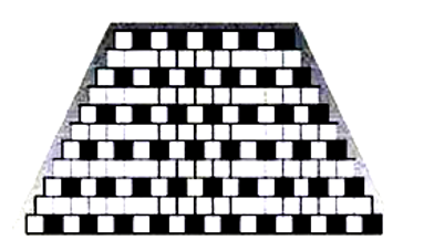 Một bức tường trang trí có dạng hình thang, rộng 2,4 m ở đáy và rộng 1,2 m ở đỉnh (hình vẽ bên). Các viên (ảnh 1)