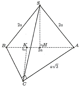 Cho hình chóp S.ABC có mặt bên (SAB) vuông góc với mặt đáy và tam giác SAB đều cạnh 2a. Biết tam giác ABC vuông tại C và cạnh AC = a căn bậc hai của3. Khi đó: (ảnh 1)