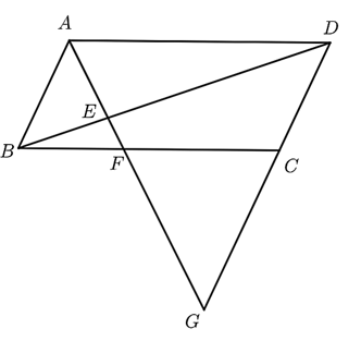 Cho hình bình hành ABCD, điểm F trên cạnh BC (ảnh 2)