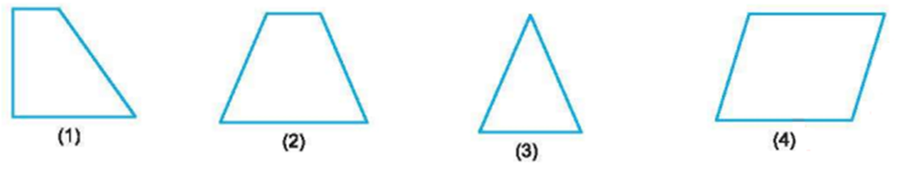 Trong hình dưới đây hình nào là hình thang cân: (ảnh 1)