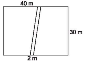 Một khu vườn hình chữ nhật có chiều dài 40m, chiều rộng 30m.  a) Tính diện tích khu vườn đó?  b) Người ta dự định lót xây một lối đi hình bình hành rộng 2m (như hình). Tính diện tích phần mảnh vườn không tính lối đi? (ảnh 1)