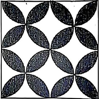 Tính diện tích hoa trên mỗi viên gạch (đơn vị \[c{m^2}\], làm tròn kết quả hàng đơn vị) (ảnh 1)