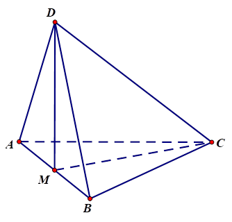 Cho tứ diện ABCD có hai mặt ABC và ABD là hai tam giác đều. Gọi M là trung điểm của AB. Khẳng định nào sau đây đúng? (ảnh 1)
