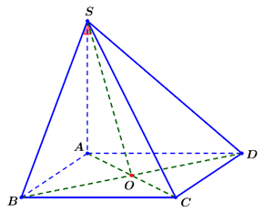 Cho hình chóp S.ABCD  có đáy là hình vuông cạnh a, SA vuông góc (ABCD) và SA = a căn bậc hai của 3  . Gọi alpha là góc giữa đường thẳng SB và mặt phẳng (SAC). Khẳng định nào sau đây là đúng? (ảnh 1)