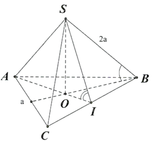 Cho hình chóp tam giác đều S.ABC có đáy tâm O, cạnh a và cạnh bên là 2a, I là trung điểm của BC. Góc phẳng nhị diện [S,BC,O] bằng bao nhiêu độ (kết quả làm tròn đến hàng phần mười)? (ảnh 1)