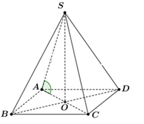 Cho hình chóp tứ giác đều S.ABCD có tất cả các cạnh đều bằng a. Góc giữa đường thẳng SA với mặt phẳng (ABCD) bằng bao nhiêu độ? (ảnh 1)