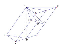 Cho hình lăng trụ ABC.A'B'C' khoảng cách từ C (ảnh 1)