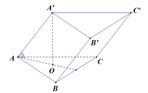 Cho hình lăng trụ ABC.A'B'C' có đáy ABC là tam giác đều cạnh a (ảnh 1)