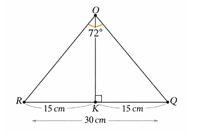 Có một tấm bìa hình ngũ giác đều MNPQR tâm O cạnh bằng 30 cm .Tìm x để thể tích tạo thành là lớn nhất. (ảnh 2)