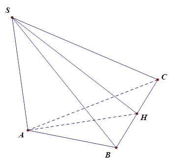 Cho hình chóp S.ABC có đáy là tam giác vuông cân tại A, SA vuông góc (ABC) và AB = a SA = a căn bậc hai của (6/2) Gọi H là trung điểm cạnh BC.    a) Chứng minh:  BC vuông góc (SAH) (ảnh 1)