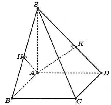 Cho hình chóp S.ABCD có đáy ABCD là hình chữ nhật với AB = a căn bậc hai của 2, AC = a căn bậc hai của 3. Cạnh bên SA = 2a và vuông góc với mặt đáy (ABCD). Khi đó:  (ảnh 1)