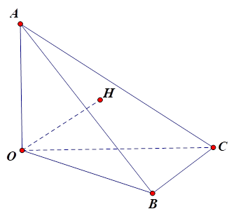 Cho tứ diện OABC có OA,OB,OC đôi một vuông góc với nhau. Gọi H là hình chiếu của O trên mặt phẳng (ABC). Mệnh đề nào sau đây là đúng? (ảnh 1)
