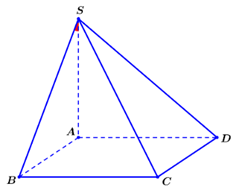 Cho hình chóp S.ABCD có đáy ABCD là hình vuông, BD = a căn bậc hai của  2 . Cạnh bên SA vuông góc với mặt phẳng đáy và  SA = a căn bậc hai 3. Số đo của góc giữa đường thẳng SB và mặt phẳng (SAD) bằng (ảnh 1)