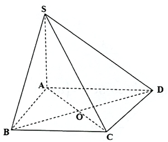 Cho hình chóp S.ABCD có đáy ABCD là hình vuông, SA vuông góc (ABCD). Khi đó: (ảnh 1)