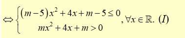 Số giá trị nguyên của tham số m để bất phương trình nghiệm đúng với mọi x thuộc R là (ảnh 1)