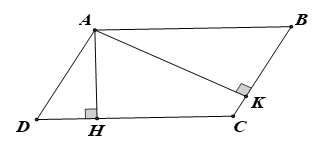 Cho hình bình hành ABCD, kẻ AH vuông góc CD tại H (ảnh 1)