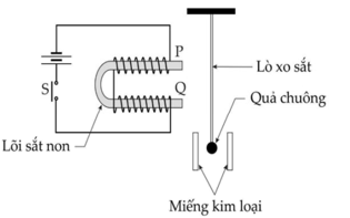 Một học sinh thiết kế một chiếc chuông cửa đơn giản theo so đồ như hình trên. (ảnh 1)