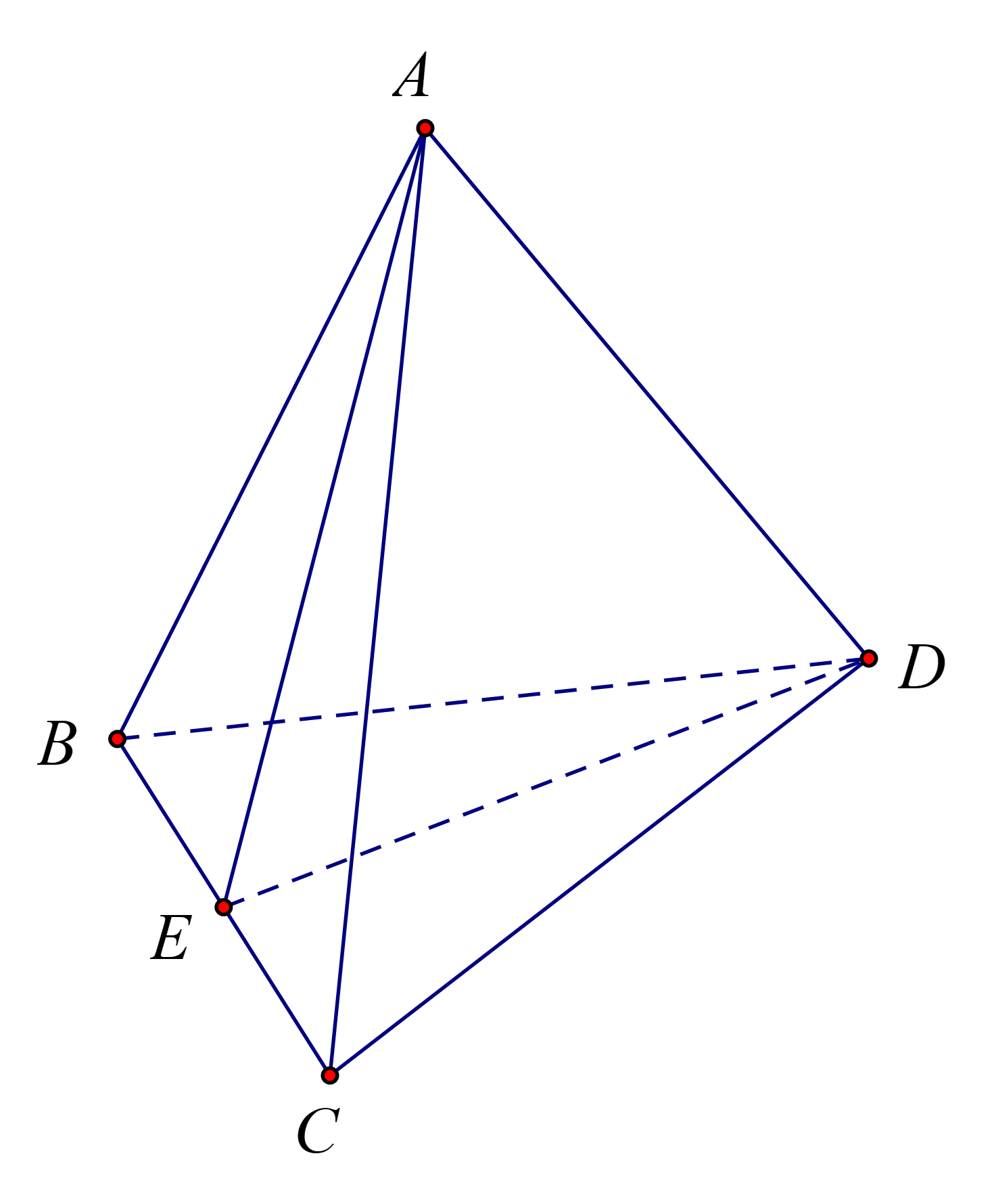 Cho tứ diện \(ABCD\) có \(AB = AC\) và \(DB = DC\). Khẳng định nào sau đây đúng?  (ảnh 1)