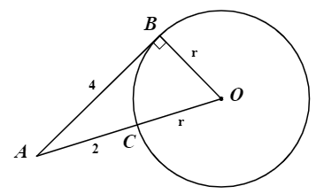 Trong h&igrave;nh vẽ, \(AB\) l&agrave; tiếp tuyến của đường tr&ograve;n (O) tại \(B\). a) T&iacute;nh b&aacute;n k&iacute;nh \(r\) của đường tr&ograve;n \(\left( O \right)\). b) T&iacute;nh chiều d&agrave;i cạnh \(OA\) của tam gi&aacute;c \(ABO\). (ảnh 1)