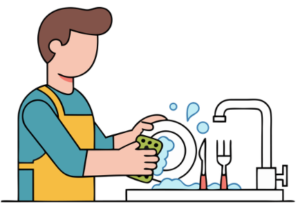 At home, my brother    _____. (ảnh 1)