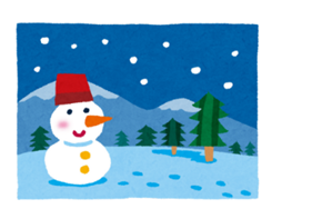 - What’s the weather like? - It’s snowy. They’re making a snowman. (ảnh 1)