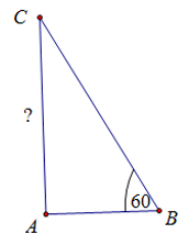 Cho tam giác vuông có một góc \(60^\circ \) và cạnh huyền có độ dài là \(8.\) Hãy tìm độ dài của cạnh đối diện với góc \(60^\circ \). (ảnh 1)
