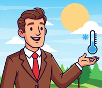 Task 1. Listen and draw lines. There is one example. Thông tin: “Today it’s sunny again, but wear a jacket because it’s cold today.” → Trong hình là dự báo trời vẫn nắng nhưng mà lạnh hơn, khuyên nên mặc thêm áo khoác → nối bức ảnh số 2 với E. (ảnh 1)