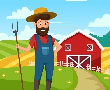 Where does he work? A. He works in a factory. B. He works on a farm. C. He works in a hospital. (ảnh 1)