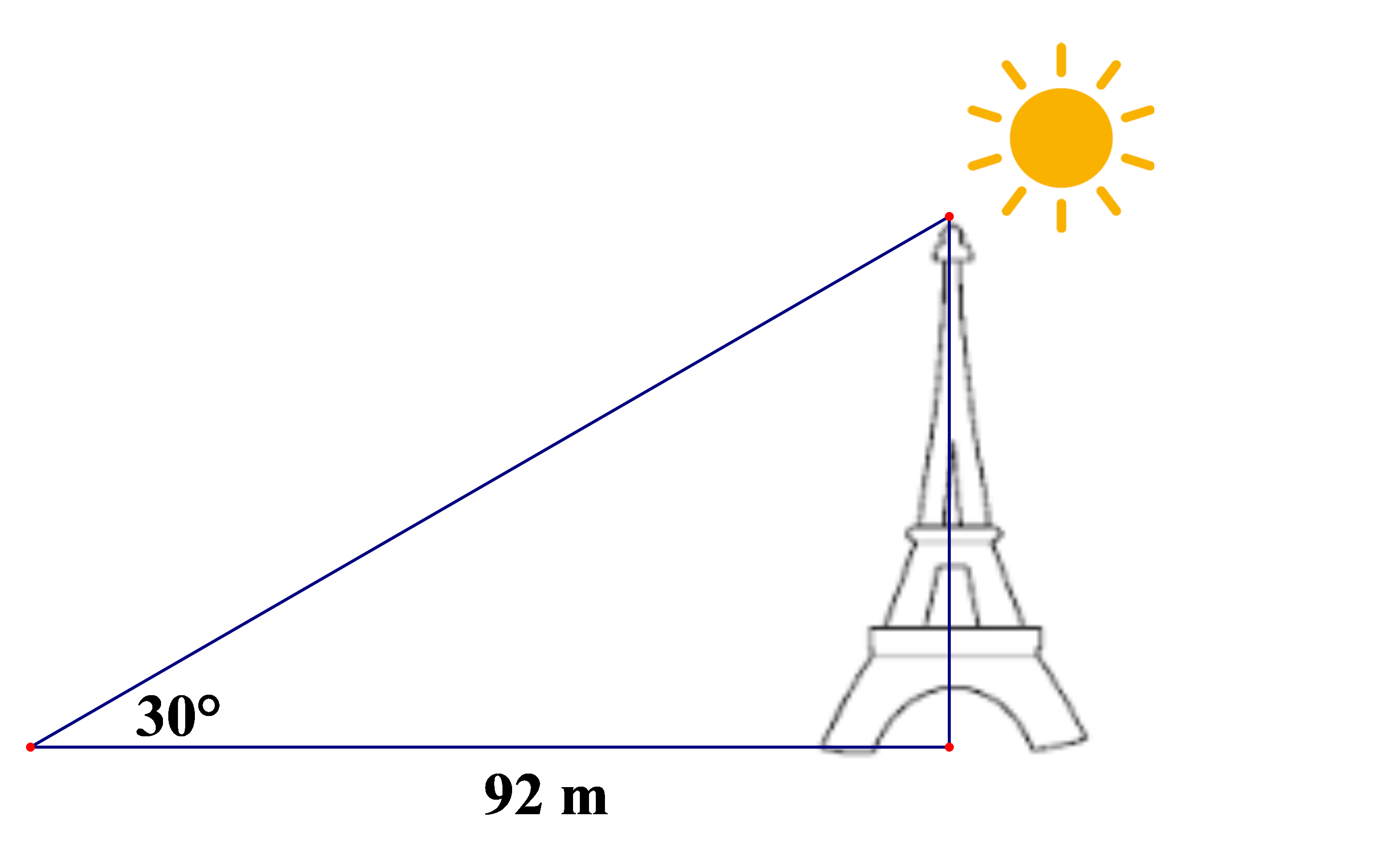 Chiều cao của tháp là: \({\rm{86}}{\rm{.tan}}\,{\rm{34}}^\circ \approx 58,01\left( m \right)\) (ảnh 1)