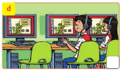 Name of place: ___________ Do they have computers here? _________ What can they do here? _______________ Can they do art here? _________________ (ảnh 1)