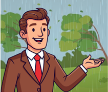 Task 1. Listen and draw lines. There is one example.  Thông tin:  “It is windy again, and it is rainy too. Take your umbrella!” → Trong hình là dự báo trời có mưa và gió, bảng tin nói rằng nên mang theo ô → nối bức ảnh số 4 với C. (ảnh 1)