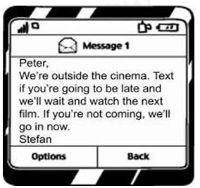 Read the text and circle the letter A, B, C or D to indicate the correct answer.  Who wrote the message? 	A. Peter and Stefan  	B. Peter and his friend 	C. Peter 	D. Stefan (ảnh 1)