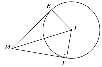 Cho điểm \(M\) nằm ngo&agrave;i đường tr&ograve;n \(\left( {I;6{ (ảnh 1)