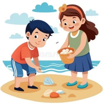 b. They ______ swimming. They ____ collecting shells. (ảnh 1)