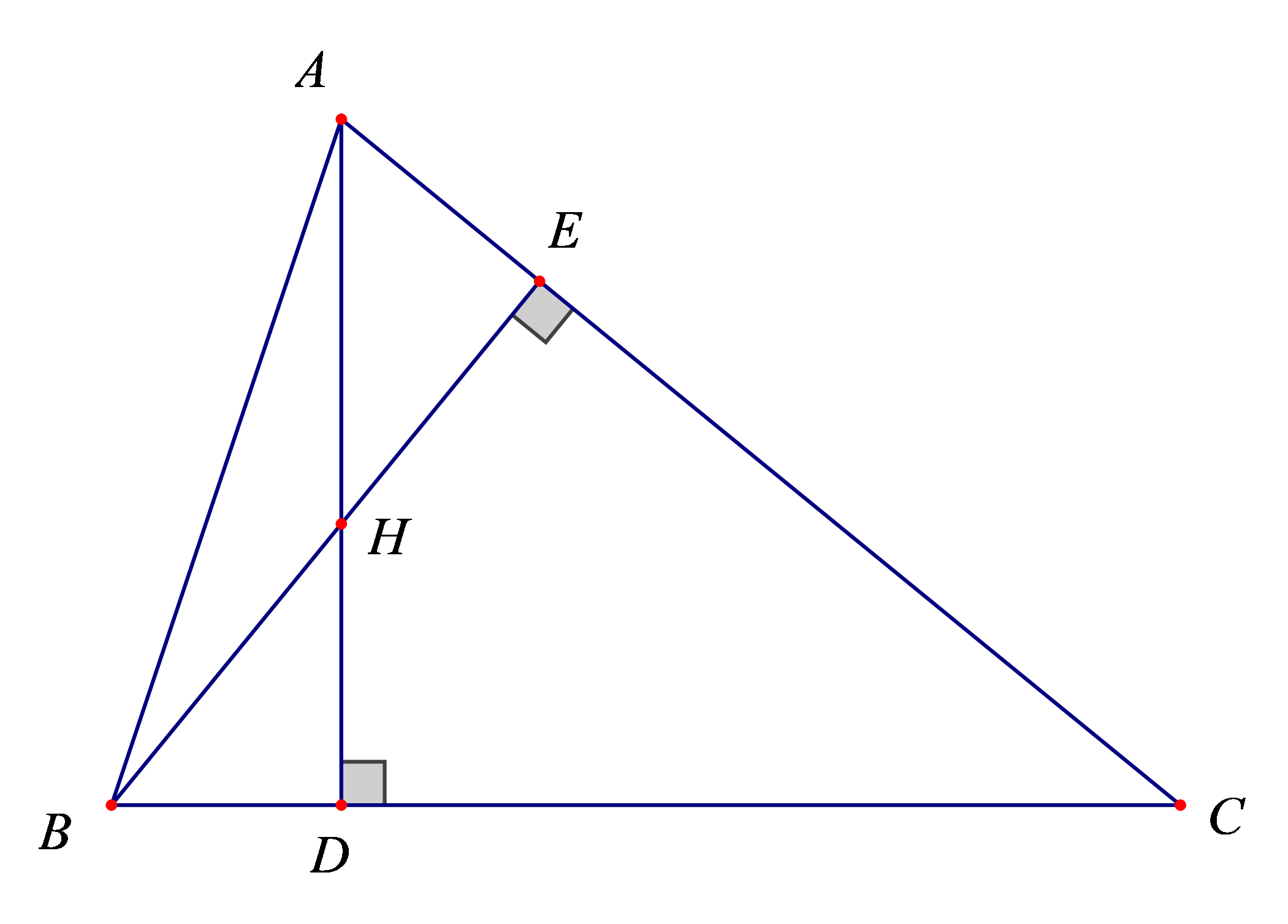 Cho tam gi&aacute;c \(ABC\) c&oacute; trực t&acirc;m \(H\)l&agrave; trung điểm của đường cao \(AD\). Chứng minh:  \[\cos A = \cos B.cosC\] (ảnh 1)