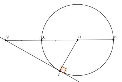 Lời giải  Chọn A     V&igrave; \(MC\) l&agrave; tiếp tuyến với đường tr&ograve;n \( (ảnh 1)