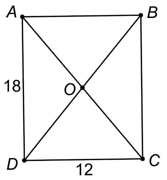 Cho h&igrave;nh chứ nhật \[ABCD\] c&oacute; \[AD = 18\,\,{\rm{cm}}\] v&agrave; \[CD = 12\,\,{\rm{cm}}{\rm{.}}\] Biết rằng bốn điểm \[A,\,\,B,\,C,\,D\] c&ugrave;ng thuộc một đường tr&ograve;n. T&iacute;nh b&aacute;n k&iacute;nh của đường tr&ograve;n đ&oacute;. (Kết quả l&agrave;m tr&ograve;n đến h&agrave;ng phần mười) (ảnh 1)