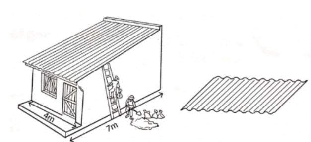 Diện tích tôn ít nhất cần dùng để lợp mái nhà là: O10-2024-GV154 (ảnh 1)
