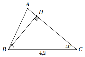 Giải tam giác \(ABC\) biết \(\widehat B = 65^\circ \), \(\widehat C = 40^\circ \) và \(BC = 4,2{\mkern 1mu} {\rm{cm}}\). (ảnh 1)