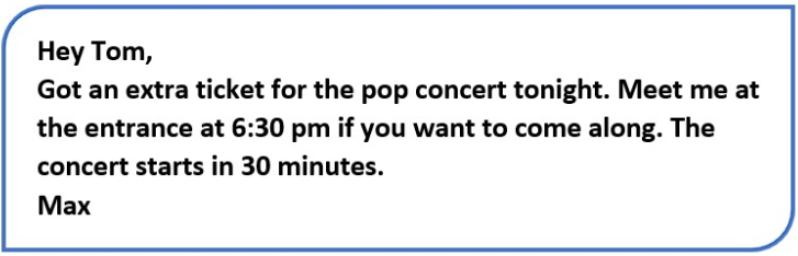 What time is the pop concert tonight? A. 9:00 pm B. 7:00 pm C. 6:30 pm D. 8:30 pm (ảnh 1)